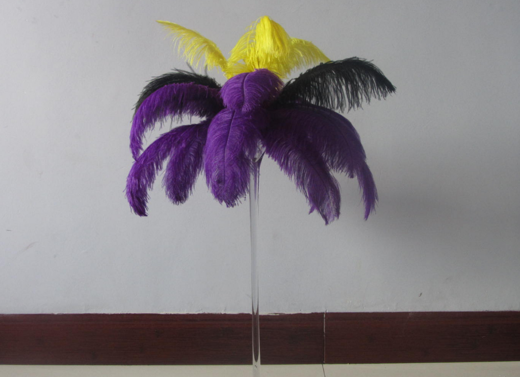 50 Purple & 50 Yellow Ostrich feathers for wedding centerpiece - Dancefeather