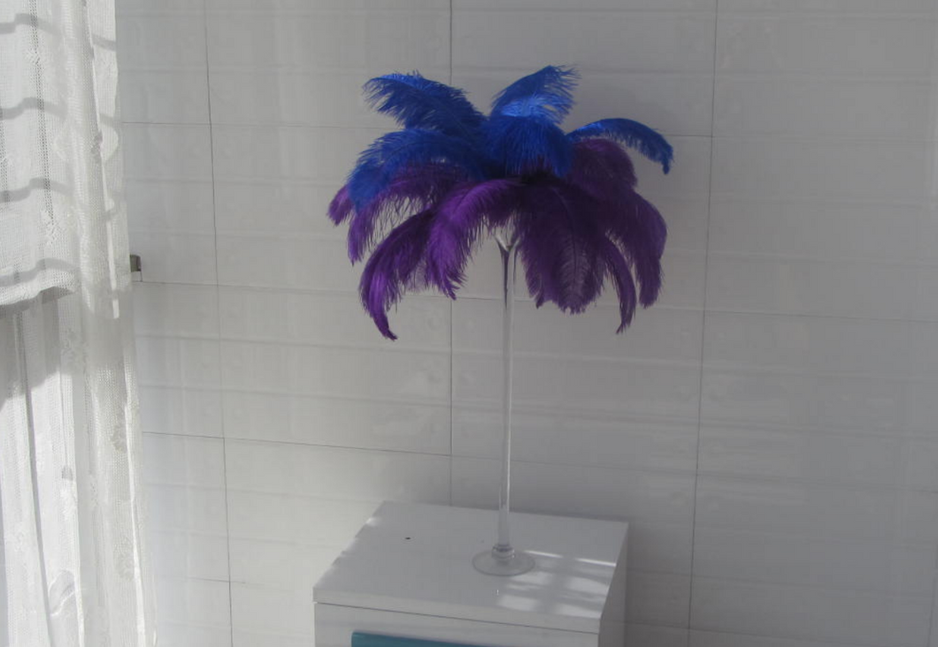 50 Purple & 50 Royal Blue Ostrich feathers for wedding centerpiece - Dancefeather