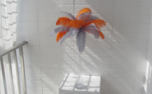 Load image into Gallery viewer, 50 Orange &amp; 50 Silver Ostrich feathers for wedding centerpiece - Dancefeather
