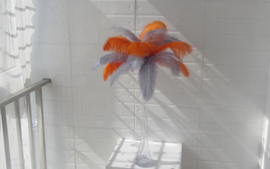 50 Orange & 50 Silver Ostrich feathers for wedding centerpiece - Dancefeather