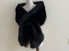 Load image into Gallery viewer, 12x65inch Black Wedding Bridal Faux Fur Stole Wrap Shawl Cape - Dancefeather
