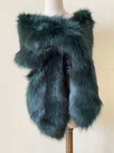 Load image into Gallery viewer, 12x65inch Emerald Deep Green  Wedding Bridal Faux Fur Stole Wrap Shawl Cape - Dancefeather
