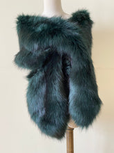 Load image into Gallery viewer, 12x65inch Emerald Deep Green  Wedding Bridal Faux Fur Stole Wrap Shawl Cape - Dancefeather
