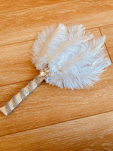 Bridal brooch Bouquet Ostrich Big alternative Feather Fan Bridal Bouquet White Great Gatsby 1902s bridesmaid feather fan wedding bouquet - Dancefeather
