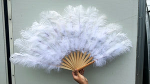 20x36inch white Large Ostrich Feather Fan Burlesque Dance feather fan Bridal Bouquet