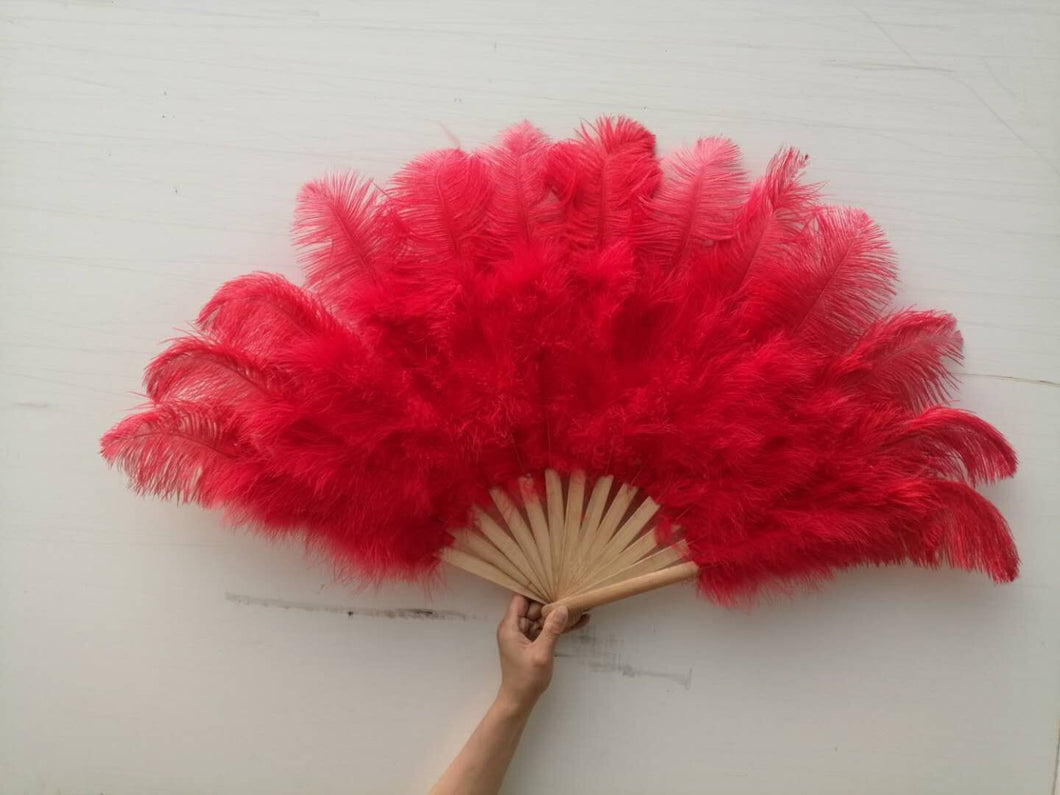 20x36inch Large Red Ostrich Feather Fan Burlesque Dance feather fan Bridal Bouquet