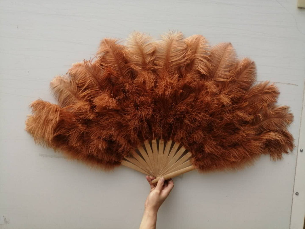 20x36inch Large Gold Ostrich Feather Fan Burlesque Dance feather fan Bridal Bouquet