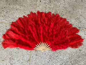 28x44inch Large Red Ostrich Feather Fan Burlesque Dance feather fan Bridal Bouquet