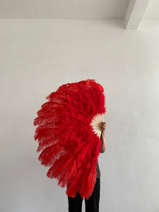 28x44inch Large Red Ostrich Feather Fan Burlesque Dance feather fan Bridal Bouquet