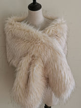 Load image into Gallery viewer, 12x65inch Ivory Wedding Bridal Faux Fur Stole Wrap Shawl Cape

