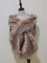 Load image into Gallery viewer, 12x65inch Dusky Pink Blush Nude  Wedding Bridal Faux Fur Stole Wrap Shawl Cape
