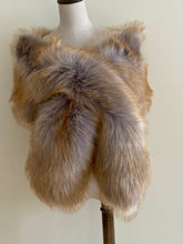 Load image into Gallery viewer, 12x65inch Sivelr with Gold Tip Wedding Bridal Faux Fur Stole Wrap Shawl Cape - Dancefeather
