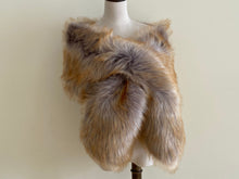 Load image into Gallery viewer, 12x65inch Sivelr with Gold Tip Wedding Bridal Faux Fur Stole Wrap Shawl Cape - Dancefeathers
