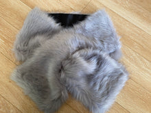 Load image into Gallery viewer, 12x65inch Sliver with Black Tip  Wedding Bridal Faux Fur Stole Wrap Shawl Cape - Dancefeather

