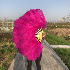 28x44inch Large Hot Pink  Ostrich Feather Fan Burlesque Dance feather fan Bridal Bouquet - Dancefeather