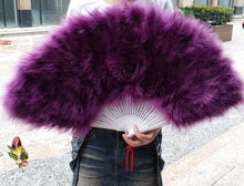 Load image into Gallery viewer, 80x45cm Large Purple  Feather Fan Burlesque Dance feather fan Bridal Bouquet - Dancefeather
