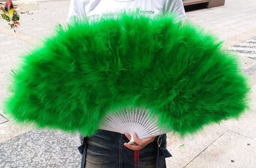 80x45cm Large Green  Feather Fan Burlesque Dance feather fan Bridal Bouquet - Dancefeather
