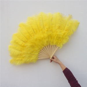 50x90CM Large Yellow Ostrich Feather Fan Burlesque Dance feather fan Bridal Bouquet - Dancefeather