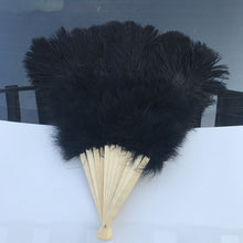 Load image into Gallery viewer, 28x44inch Large Black  Ostrich Feather Fan Burlesque Dance feather fan Bridal Bouquet - Dancefeather
