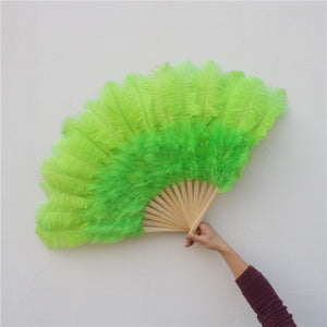 50x90CM Large Green Ostrich Feather Fan Burlesque Dance feather fan Bridal Bouquet - Dancefeather