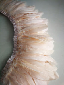 2Yards 10-15cm wide champagne goose feather trimming - Dancefeather