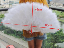 Load image into Gallery viewer, 80x45cm Large White Feather Fan Burlesque Dance feather fan Bridal Bouquet - Dancefeather
