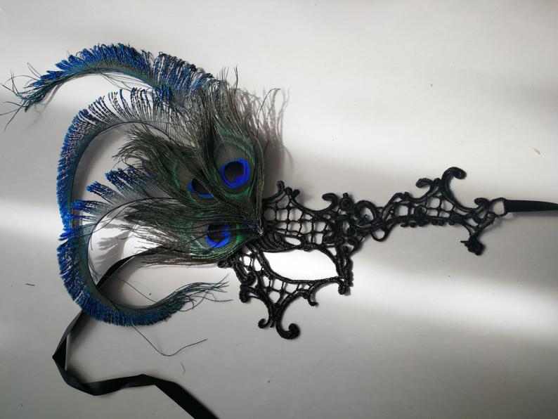 Women couple Lace  feather party event Masquerade Masks - Dancefeather