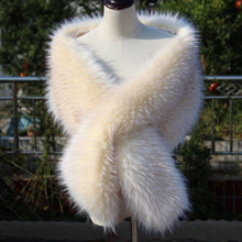 Load image into Gallery viewer, bridal wedding faux fur wrap shawl stole shrug 
