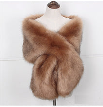 Load image into Gallery viewer, bridal wedding faux fur wrap shawl stole shrug 
